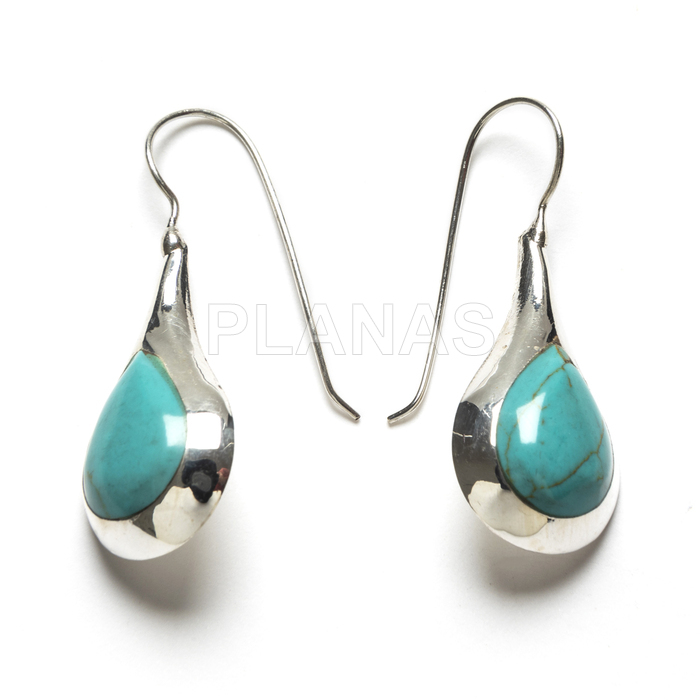 Pendientes en Plata de ley y esmalte turquesa.  