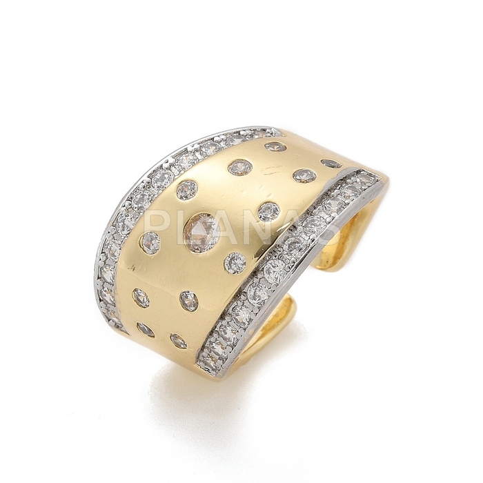Anillo en Latón y Baño Oro con Circonitas blancas. 