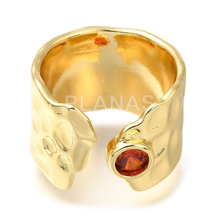 Anillo en Latón y Baño Oro con Circonita. 