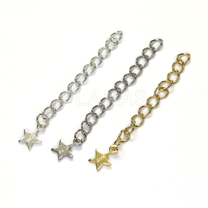 Cadena de alargo en Plata de ley.3cm. ESTRELLA.