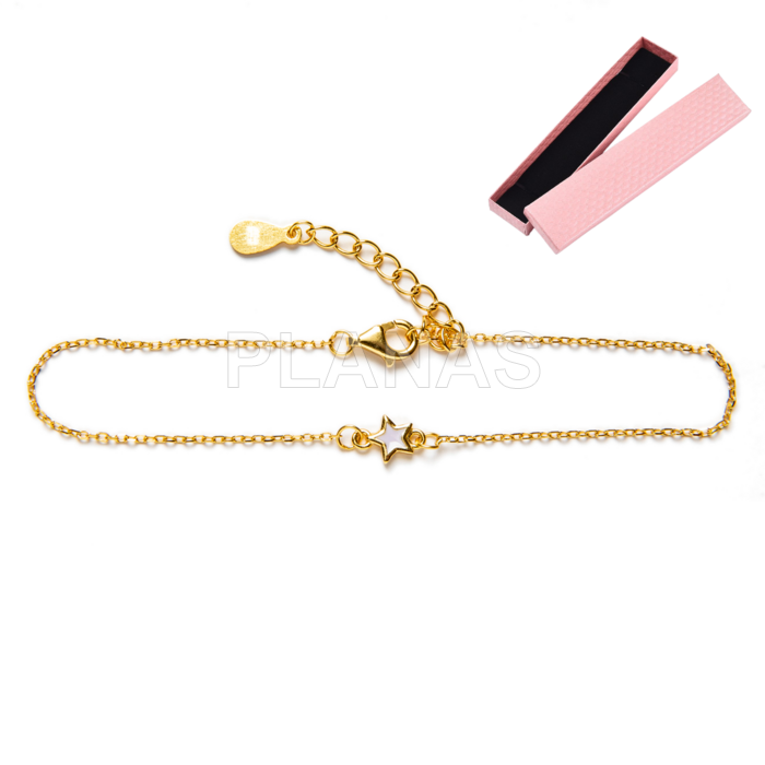 Pulsera en Plata de Ley y Baño Oro con esmalte. ESTRELLA.