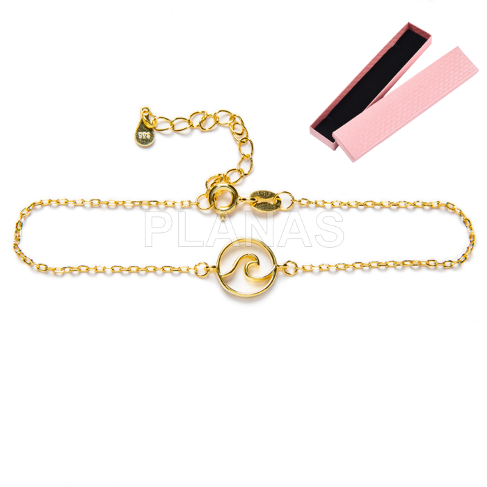 Pulsera en Plata de ley y Baño Oro .OLA.