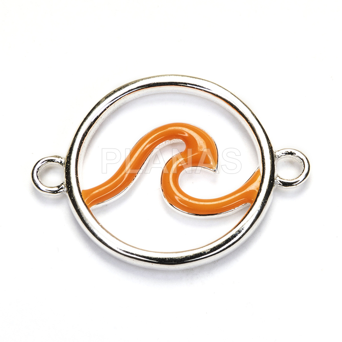 Entrepieza en Plata de ley y esmalte naranja.OLA.