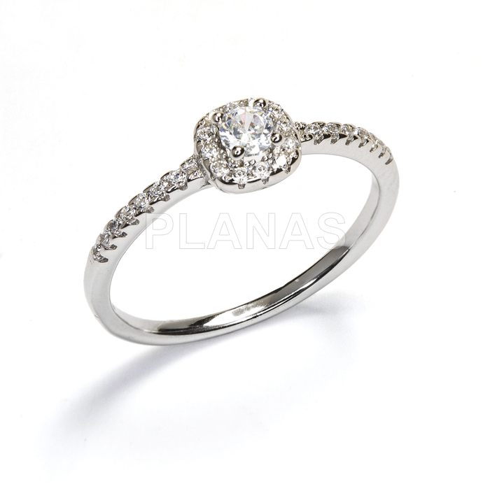 Anillo en Plata de ley Rodiada y Circonita. 