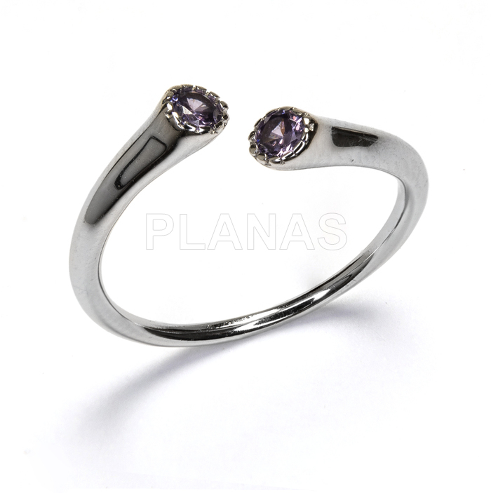 Anillo en Plata de ley Rodiada con Circonitas Tanzanite.
