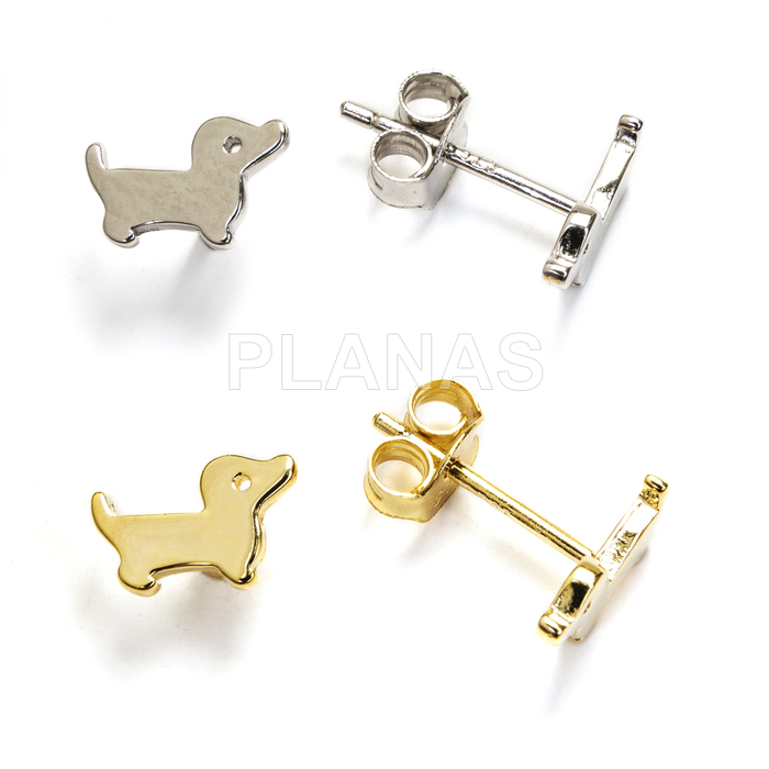 Pendientes en Plata de ley. PERRO SALCHICHA.