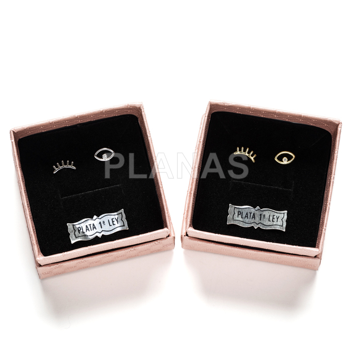 Pendientes en Plata de ley y Circonita.OJO Y PESTAÑA.