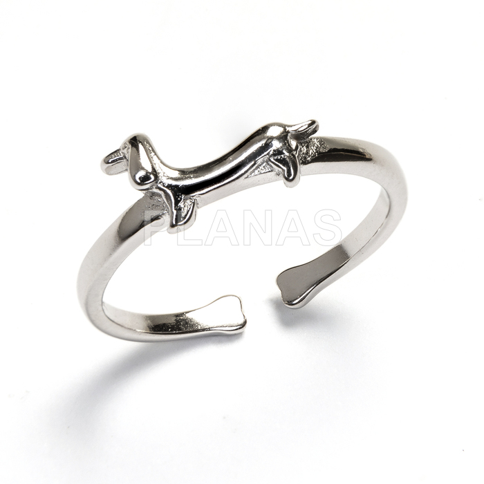 Anillo en Plata de Ley.  PERRO SALCHICHA.