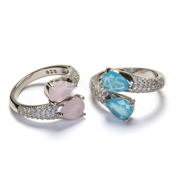 Anillo en Plata de ley Rodiada y Circonitas.