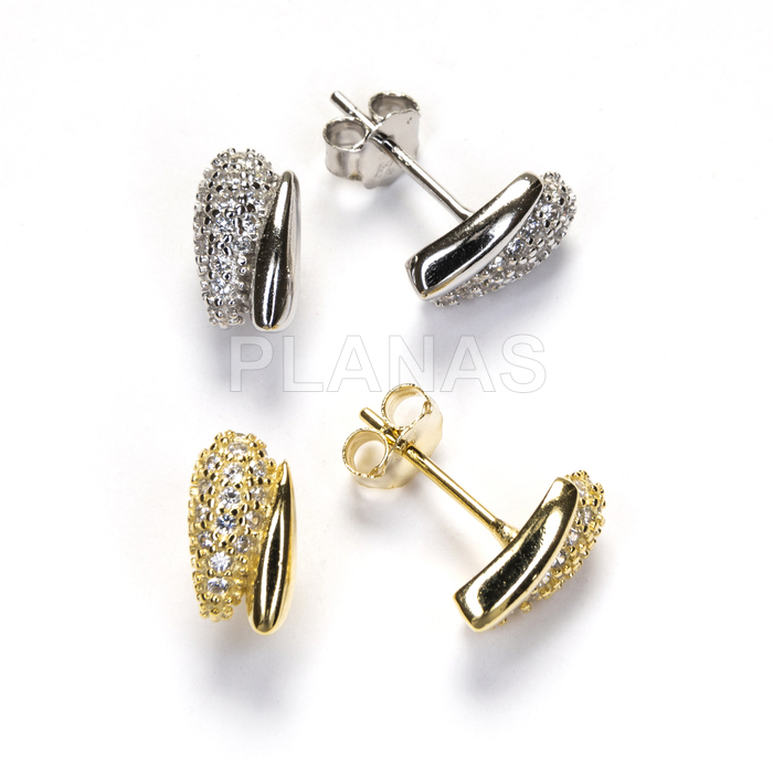 Pendientes en plata de ley y Circonitas Blancas.  