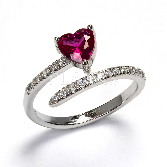 Anillo en Plata de ley Rodiada y Circonitas. CORAZÓN.
