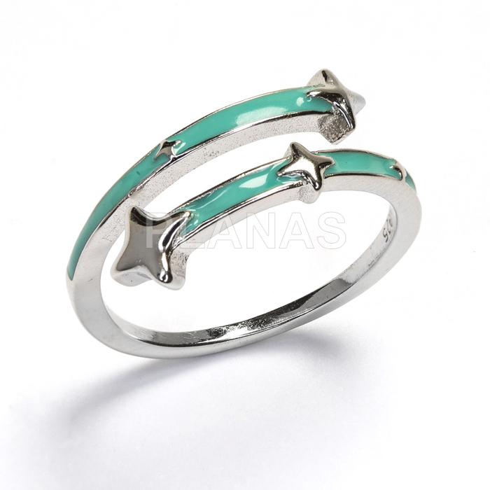 Anillo en Plata de ley y esmalte turquesa. 