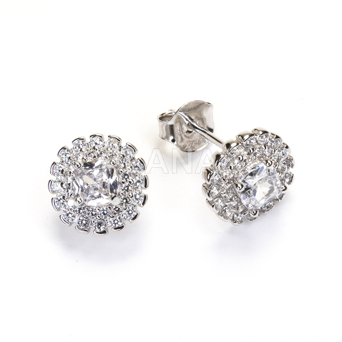 Pendientes en plata de ley Rodiada y Circonitas.  