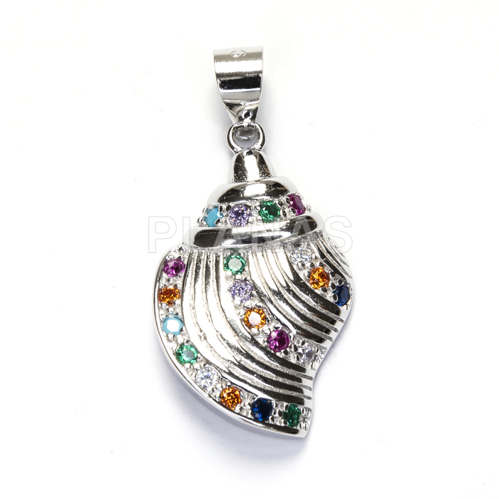 Colgante en Plata de ley Rodiada y Circonitas. CARACOLA.