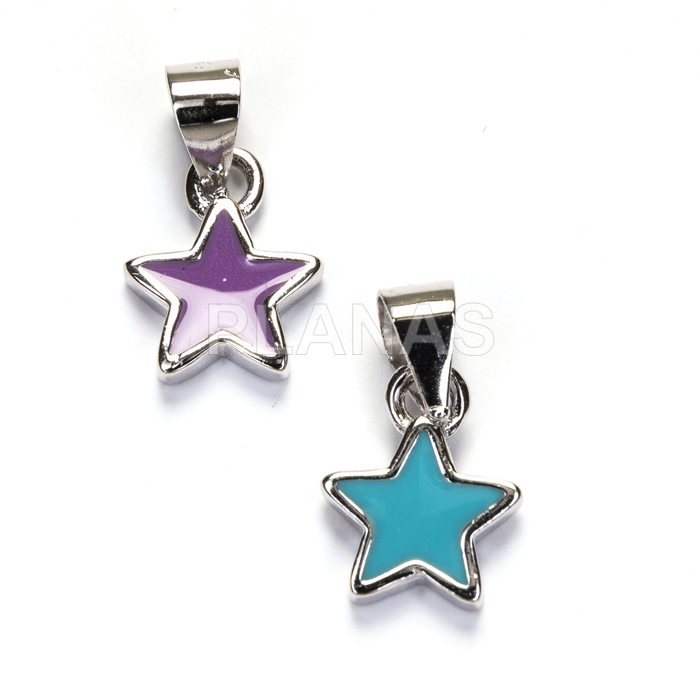 Colgante en Plata de ley Rodiado y esmalte. ESTRELLA.