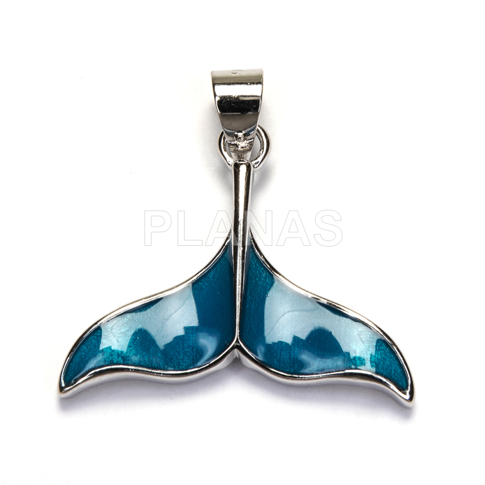 Colgante en Plata de ley Rodiado y esmalte. COLA DE BALLENA.