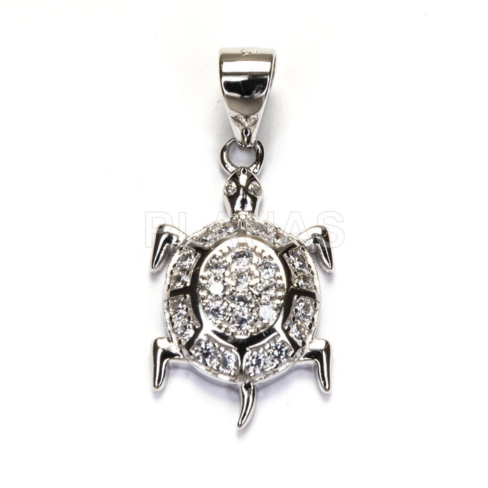 Colgante en Plata de ley Rodiada y Circonitas. TORTUGA.