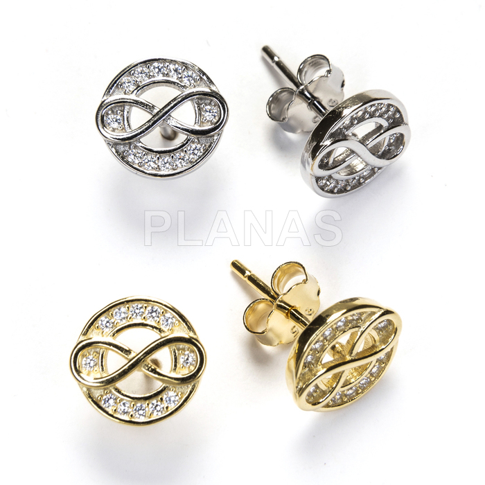 Pendientes en plata de ley y Circonitas. INFINITO.