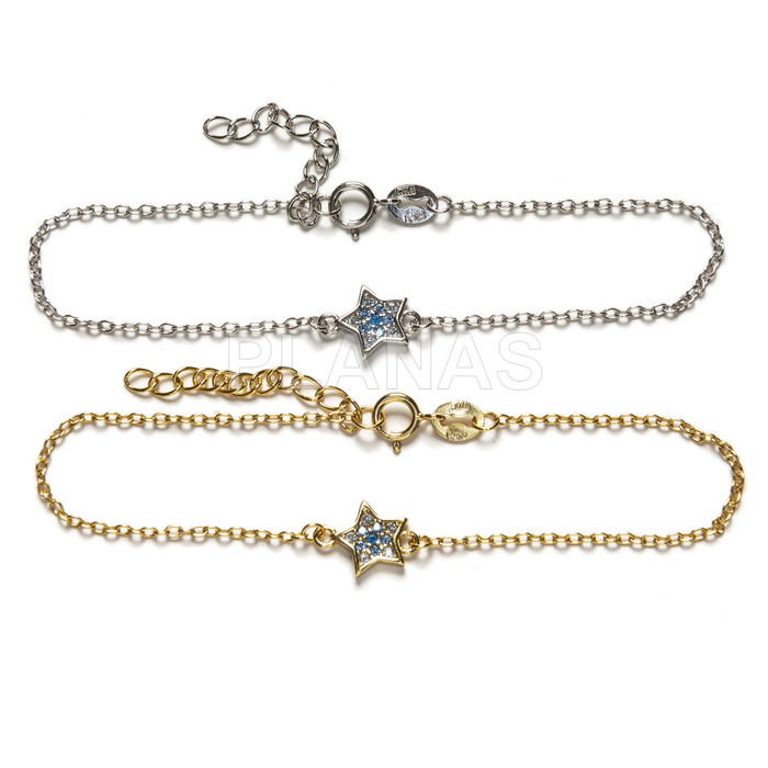 Pulsera en Plata de ley con Circonitas. ESTRELLA.