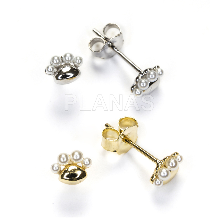 Pendientes en Plata de ley con Perlas. PEZUÑA.