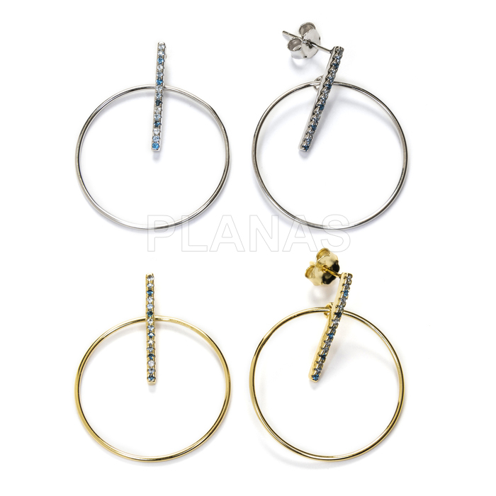 Aros en Plata de ley y Circonitas Azules.   