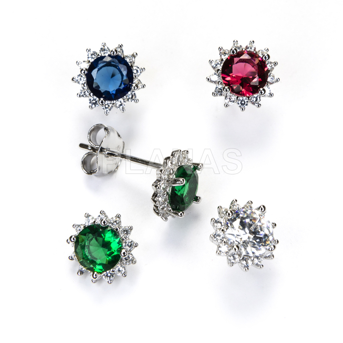 Pendientes en Plata de ley Rodiada y Circonitas.  