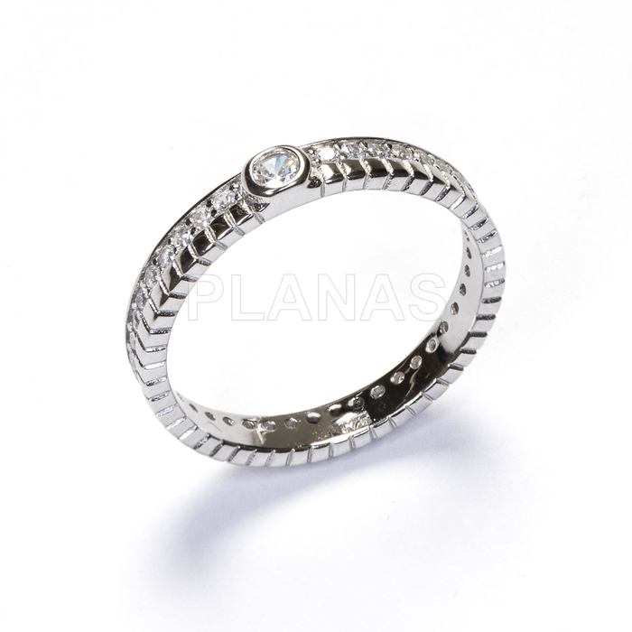 Anillo en Plata de ley Rodiada y Circonitas.  