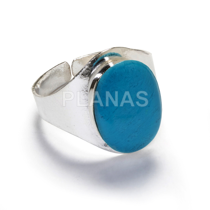 Anillo en Plata de ley y esmalte turquesa. 