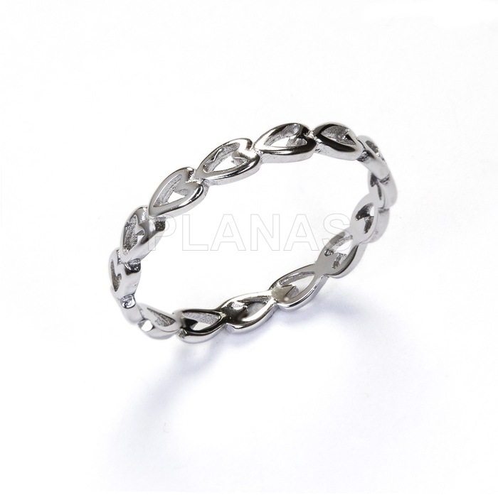 Anillo en Plata de Ley Rodiada. CORAZÓN.   