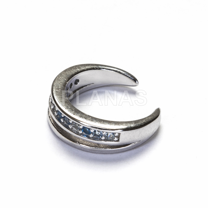 Cartilago en Plata de ley Rodiada con Circonitas Azules. 