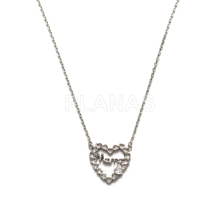 Collar en Plata de Ley Rodiada y circonitas. MAMA.