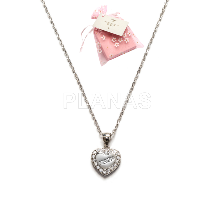 Collar en Plata de ley Rodiada y circonitas. MAMA.