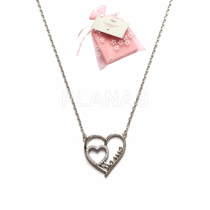 Collar en Plata de ley Rodiada y circonitas. MAMA.