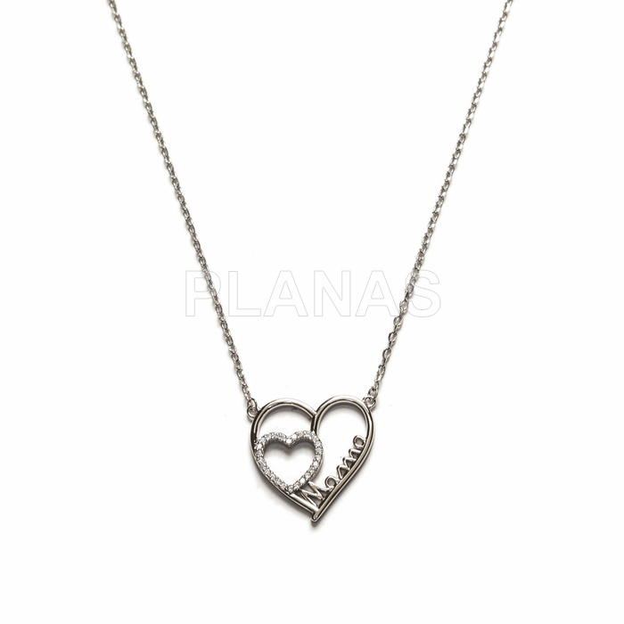 Collar en Plata de Ley Rodiada y circonitas. MAMA.
