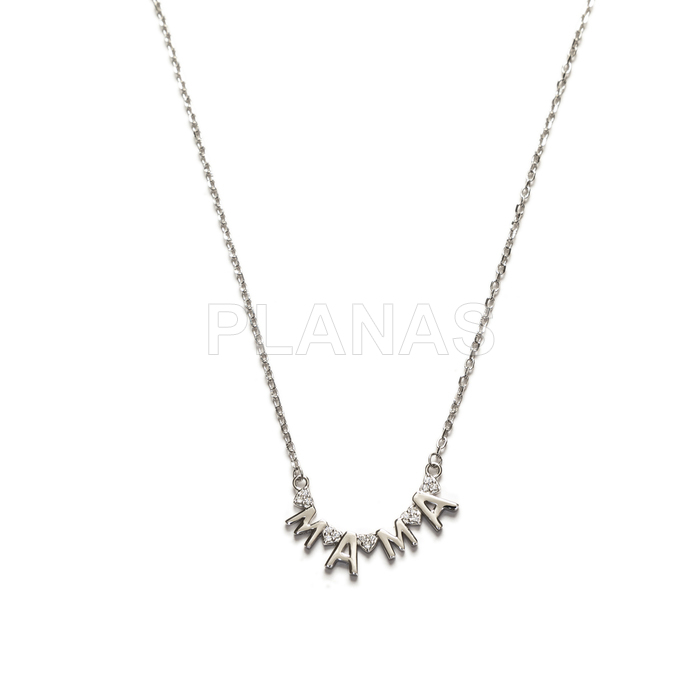 Collar en Plata de Ley Rodiada y circonitas. MAMA.