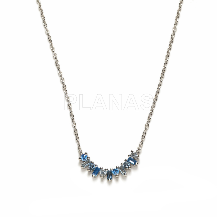 Colgante en Plata de ley rodiada y Circonitas azules.