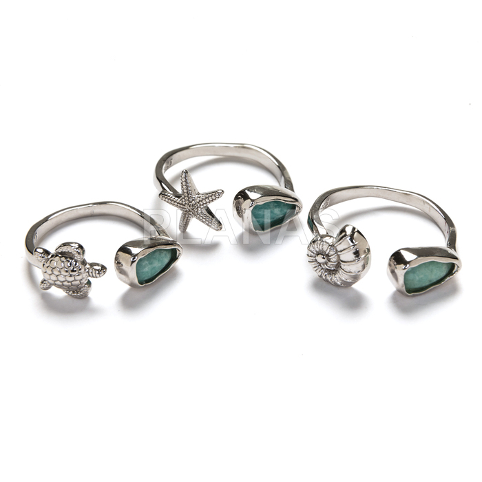 Anillo en Plata de ley y Aguamarina. 