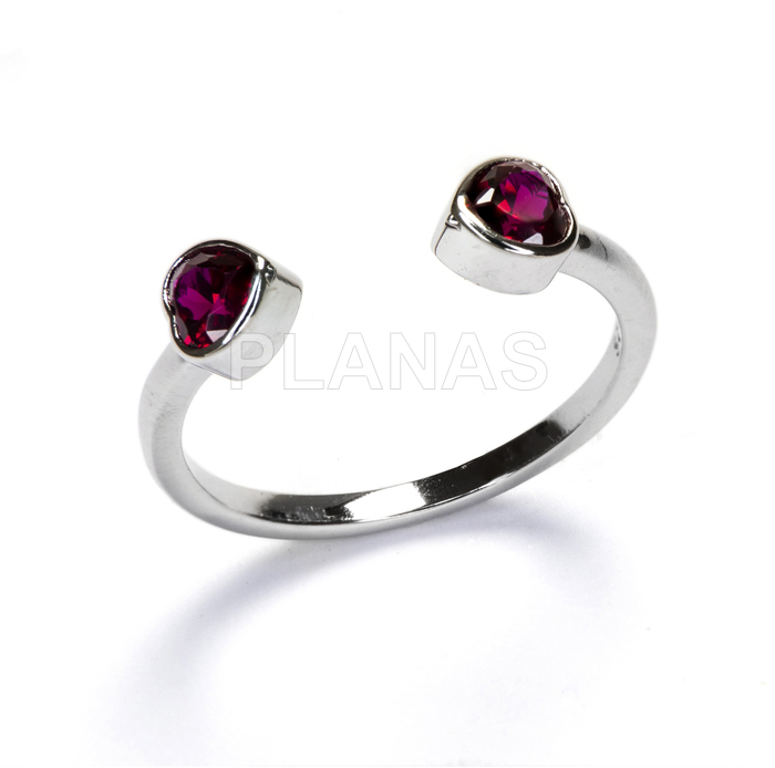 Anillo en Plata de ley Rodiada y Circonitas. CORAZONES. 