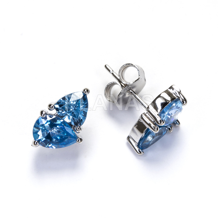 Pendientes en plata de ley rodiada y Circonitas Azules.   