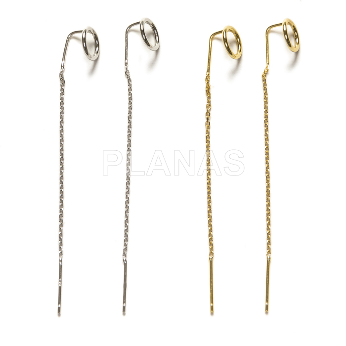 Pendientes en Plata de ley con cadena. 