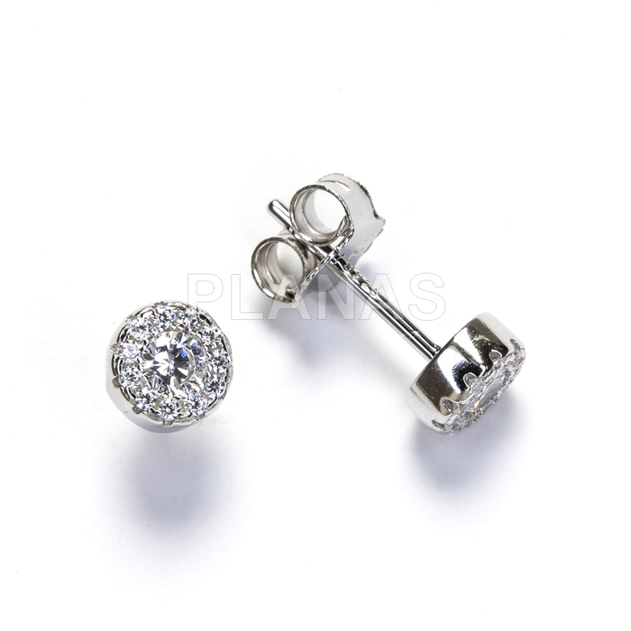 Pendientes en plata de ley rodiada y Circonitas.   