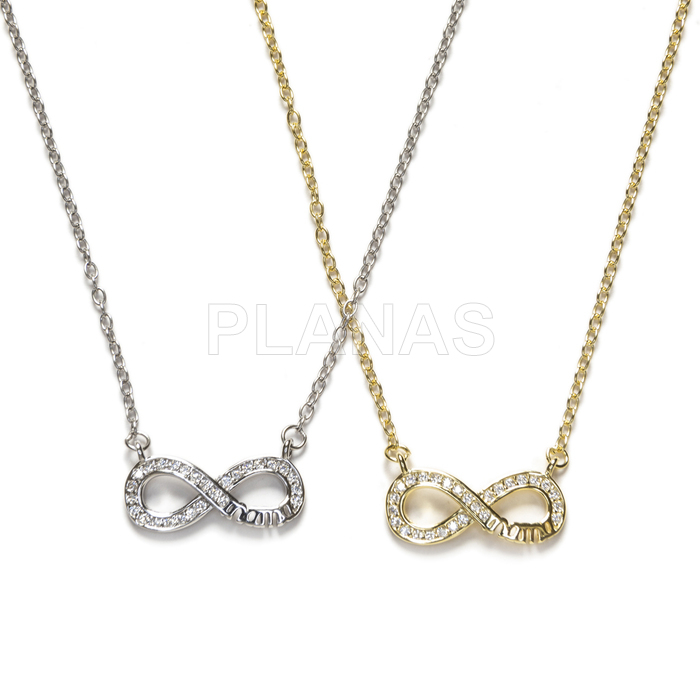 Collar en Plata de ley y Circonitas Blancas. INFINITO. 