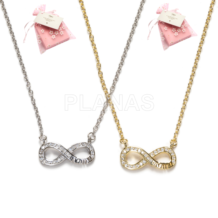 Collar en Plata de ley y Circonitas Blancas. INFINITO MAMA. 