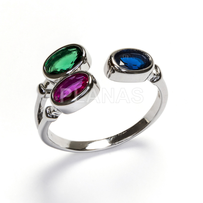 Anillo en Plata de ley Rodiada y Circonitas.  