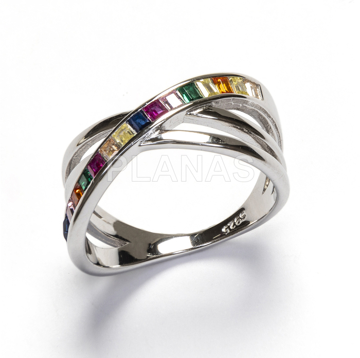 Anillos en Plata de ley Rodiada y Circonitas de colores.  