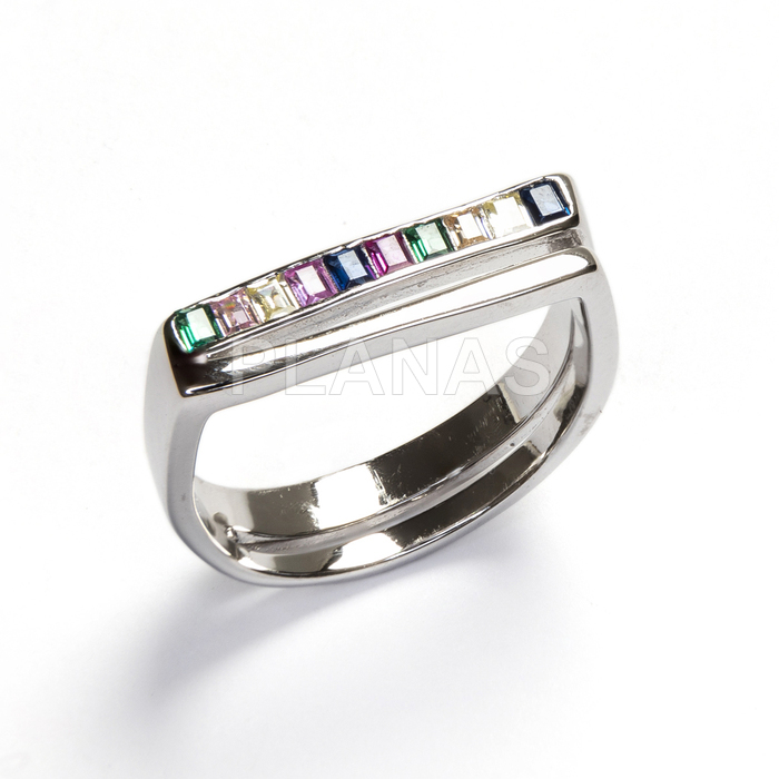 Anillos en Plata de ley Rodiada y Circonitas de colores.  