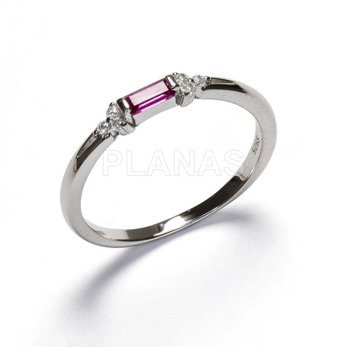 Anillos en Plata de ley Rodiada y Circonita Fucsia.  