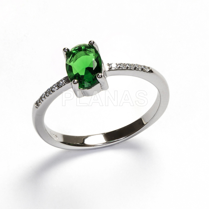 Anillos en Plata de ley Rodiada y Circonita ESMERALDA.  