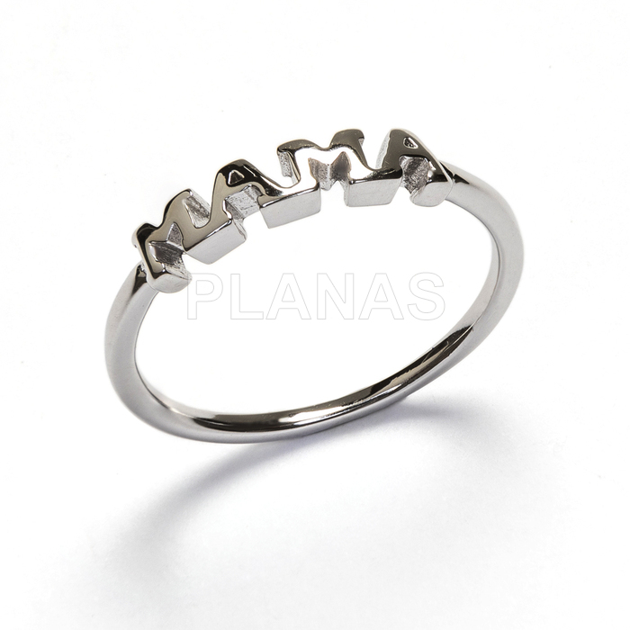 Anillo en Plata de ley Rodiada . MAMA.