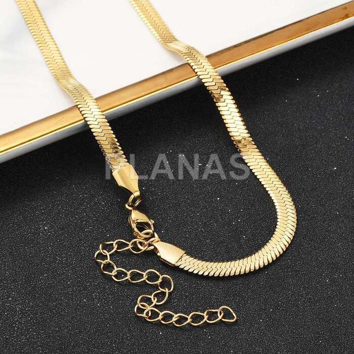 Cadena espiga en Acero Inoxidable y Baño Oro de 40+8cm.